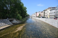 The main river that runs through Sarajevo is the Miljacka River. Where the Latin Bridge crosses this river is the point where World War I started.
