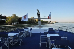 Looking over the bow area on the top deck.
