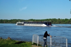 Another River cruise ship passing us on the Danube as we are tied up in Ruse.