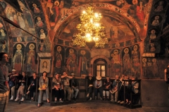 It is located in the southeastern part of the village. The present-day cult building stands over the foundations of an ancient medieval church. Similar to other Arbanassi churches, Sts. Archangels Michael and Gabriel is opulently painted, a proof of the robust finances of Arbanassi residents and of their refined aesthetic taste. The church mirrors the masonry traditions of the Second