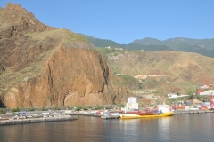Terrain is very steep on the island. This is next to the harbor area.