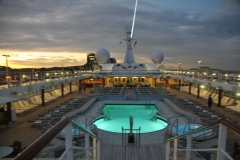 The pool area all alone at last.