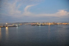 The harbor as the sun is setting.