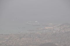 From the top of Monte Verde we can see our ship through the mist and fog below.