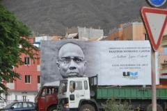 A sign board of Amileer Lopez Cabral.  More about him and his history to the Cape Verde Islands in our next stop.