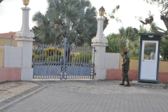 A guard at the entrance to the Presidential Palace.