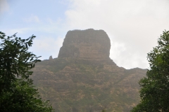 This strange mountain shape like someone cut it up with a knife.