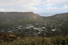 Viewing Rano Kau Volcano we viewed the freshwater lake that has formed in the crater's depths.