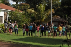 Adjacent to the church this afternoon were a number of teenagers having some fun.