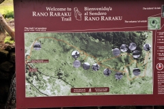 Outer slopes of Rano Raraku with many moai, some half-buried, some left still "under construction" near the mountain. Rano Raraku is a volcanic crater formed of consolidated volcanic ash, or tuff, and located on the lower slopes of Terevaka in the Rapa Nui National Park on Easter Island in Chile. It was a quarry for about 500 years until the early eighteenth century, and supplied the stone from which about 95% of the island's known monolithic sculptures (moai) were carved. Rano Raraku is a visual record of moai design vocabulary and technological innovation, where 397 moai remain. Rano Raraku is in the World Heritage Site of Rapa Nui National Park and gives its name to one of the seven sections of the park.