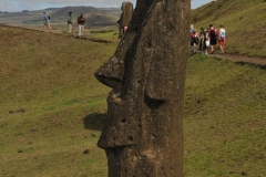 Since tuff is soft, it is also fragile. With only wind, rain and temperature changes, the rock withers quite quickly. This means that the Rano Raraku moai statues are slowly disappearing. We see the effects now of the tooth of time over the last centuries, but the ancient statue carvers didn't worry about this, and probably didn't even know that the tuff would have this characteristic over time.