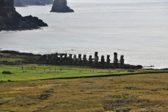Ahu Tongariiki in the distance