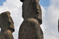 Moai with a pukao, type of hat, on the head of the statue.