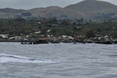 There is no dock or pier on Easter Island.  It is very difficult to receive supplies by boat ont he island.