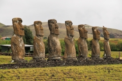 The statues on the island invariably faced the village as a protective mana, but in the case of the Ahu Akivi statues they face towards the sea. There is a legend narrated for this positioning of the seven statues. It is conjectured that the Rapanui people did it to propitiate the sea to help the navigators. However, according to an oral tradition, Hotu Matu’s priest had a dream in which the King's soul flew across the ocean when the Rapa Nui island was seen by him. He then sent scouts navigating across the sea to locate the island and to find people to settle there. Seven of these scouts stayed back on the island waiting for the king to arrive. These seven are represented by the seven stone statues erected in their honour.