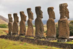 Ahu Akivi is part of the Ahu Akivi-Vai Teka complex which was built up by the Rapa Nui people in two phases. In the first phase, during the 16th century a central rectangular platform was created on a leveled surface. It had wings projecting to the north and the south directions. An approach ramp was also part of this platform which led to the ceremonial plaza stretching 25 metres (82 ft) towards the west of the central platform. A cremation ground existed behind the central platform. The second phase of construction was elaborately planned and implemented in the early years of the 17th century when the platform was modified, a ramp was created, seven statues of equal size were erected. Another crematorium was also built. A cave in which people used to reside was also used as tomb during historic times.