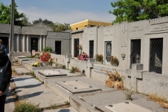 Many of the graves are family plots and have staircases leading to underground rooms, where living relatives will someday join their ancestors.  The most striking and magnificent part of the cemetery is the varying architectural styles of the elegent, massive mausoleums. They are built in elegant designs and styles, including French and Italian styles and even a Mayan Temple. These mausoleums are sometimes as big as houses – and more ornately built.