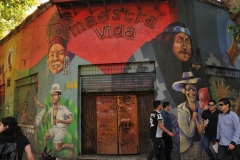Murals on the face of a restaurant