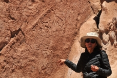 Marcela explains the valuable insight into the history of their people as told through the rock art.