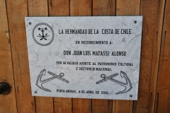 The year the  Nao Victoria Museum opened. The gentleman's name is the person who built these replicas of famous ships on site in Punta Arenas.