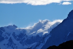 The mountains of Torres del Paine - jagged granite ridges and spires capped with shale - have long held significance for the region's native inhabitants. According to local myth, an evil serpent called Cai Cai caused a massive flood to kill the warrior tribe that lived in Torres del Paine. When the flood waters receded, Cai Cai took the bodies of the two largest warriors and turned them to stone - thereby creating the twin horns that crown the mountaintop of Cuernos del Paine.