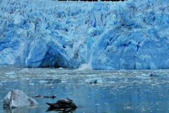 Every where we look we see small pieces of ice falling into the water known as "Calving".