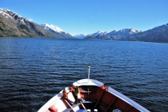 Looking out from the bridge of the ship in the fjords.
