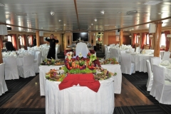 Last evening on board the Skorpios preparing for a farewell dinner.