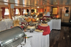 Buffet dinner just waiting for the passengers to arrive