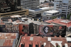 Art sideways on several buildings