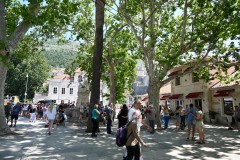 Outside the walled city of old Dubrovnik is a mixed area of restaurants and tourists items. 