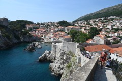 In the photo you can see the number of steps at various locations one needs to walk to make the circle of the Walled City walk at the top of the ramparts. 