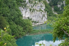 The lake system is divided into the upper and lower lakes, with about 440 feet elevation between them.  