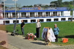 Our ship had been moved to the town of Batina where we met the ship  to cruise onto Hungary.  When we returned to the ship  we found several locals selling local handmade items to take home with us.