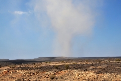 A wind tornado dancing across the dry areas outside of the city of Djibouti City the capital.
