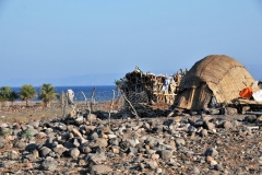 An Afar hut by the lake