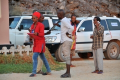 Our drivers and staff with us trying to solve a problem. The food surprisingly was quite good, local dishes.