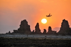 In Djibouti there is a US military base some miles from Lake Abbe