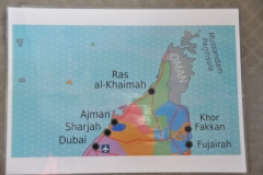 These are the locations of the 7 Emirates. bu Dhabi, Dubai, Sharjah, Ajman, Um Al Quwain, Ras Al Kaimah, and Fujairah. The Sheikh of Abu Dhabi is the current leader over all other Sheiks in the Emirates