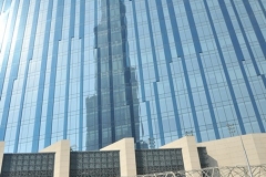 Shadows cast from the Burj Khalifa on a neighboring building