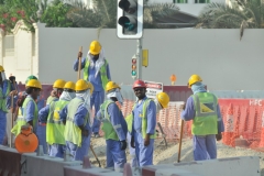 Workers hard at work in the heat