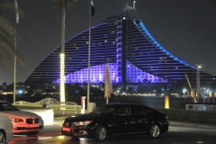 Ground level looking at the Jumierah Beach Hotel