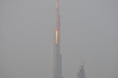Early morning sun dancing off of the Burj Khalifa blocks away from our hotel