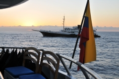 Sunset with the Ecuadorian flag