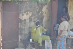 Notice the clothing colors on the couple talking.