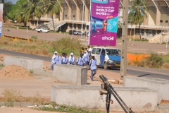 Students returning from school headed home for the day