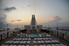 Nope it passed by us. Nice sunset on the Atlantic Ocean off of West Africa headed for Ghana our next stop on our Lisbon to Cape town , South Africa cruise  vacation of 29 days.