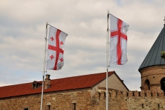 The national flag of Georgia. I might add the day we visited the Monastery it was so windy I really thought the flags would be ripped from the poles.