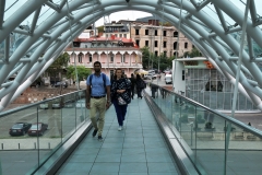 Peter our Tour Guide and Manana our local Georgian guide  crossing the  Bridge of Peace