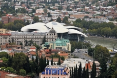 Tbilisi House of Justice Government Building. Viewed from above the building resembles the mushrooms growing on the stubs. It has 11 curved “mushroom caps” 35 m high. The total floor area of the construction is 28 thousand m2. The building is divided into 7 parts accommodating different offices. The concept of the house is to unify several government departments under the same roof for effective and accessible provision of services to the citizens. They say that any service can be rendered here for 15 minutes.